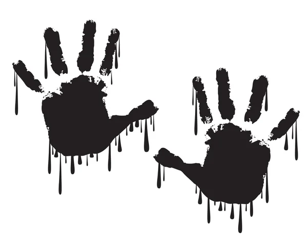 Handprints with dripping paint — Stock Vector