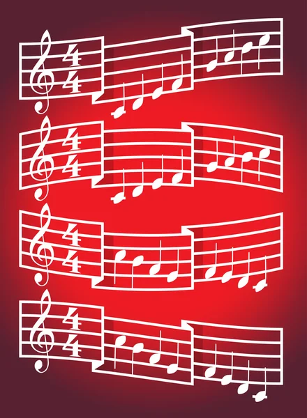 Музыкальные шкалы и бары с нотами — стоковый вектор