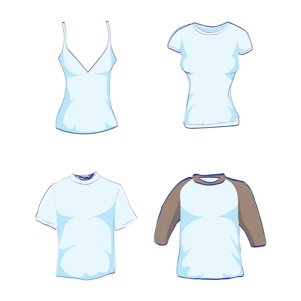 Camisetas femininas e masculinas — Vetor de Stock