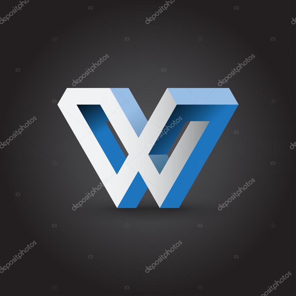 Impossible looped W letter, vector logo template. Corporate symbol
