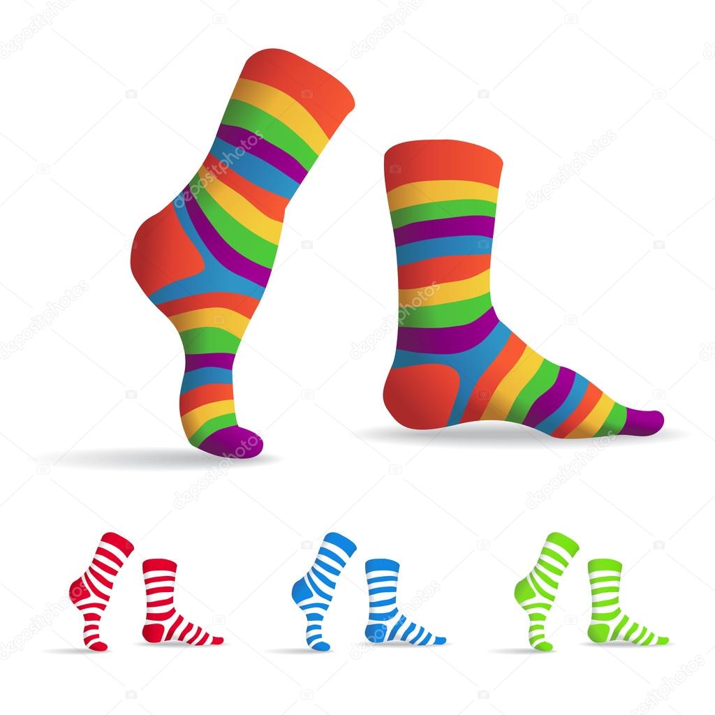 Set of striped multicolor socks