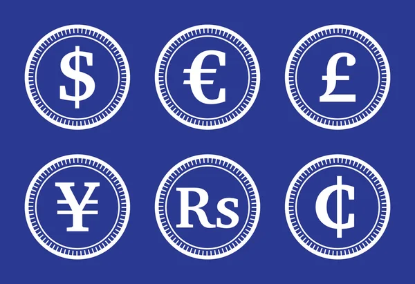 Set of Coins with various currencies, — Stock Vector