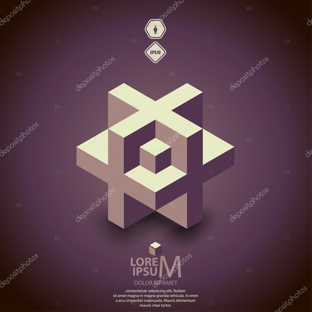 3D cube plus logo design. Science, medicine or technological symbol, icon, template