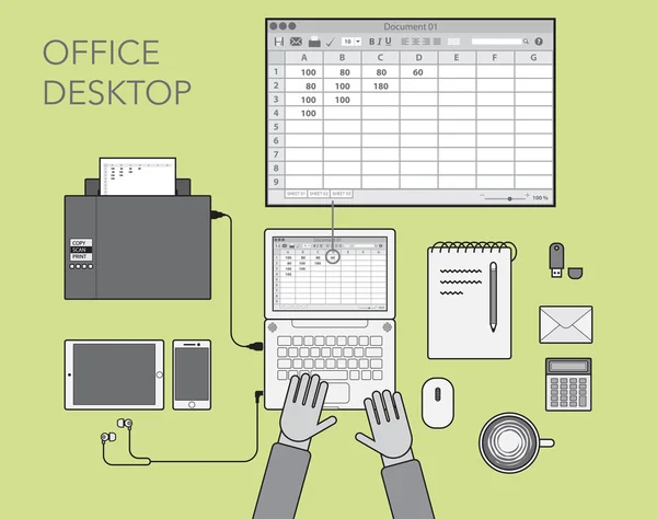 Office desktop form upp — Stock vektor