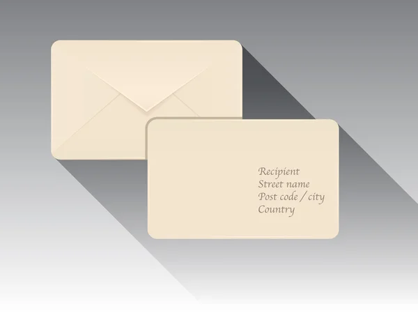 郵便封筒前面と背面フラット デザイン — ストックベクタ
