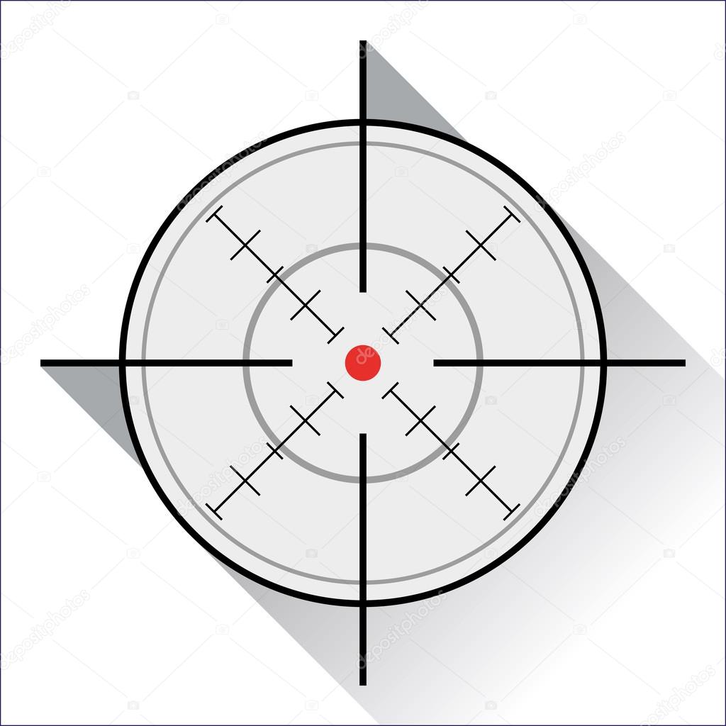 Crosshair with red dot in a flat desig