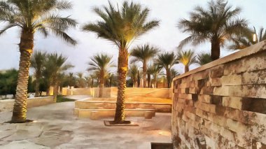 Suudi Arabistan 'da, Riyad şehrindeki Aldereya bölgesinde geleneksel Arap şehrinin bir tasviri.