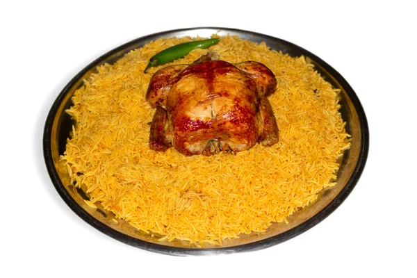 Chicken Kabsa Hausgemachter Arabischer Biryani Reis lizenzfreie Stockbilder