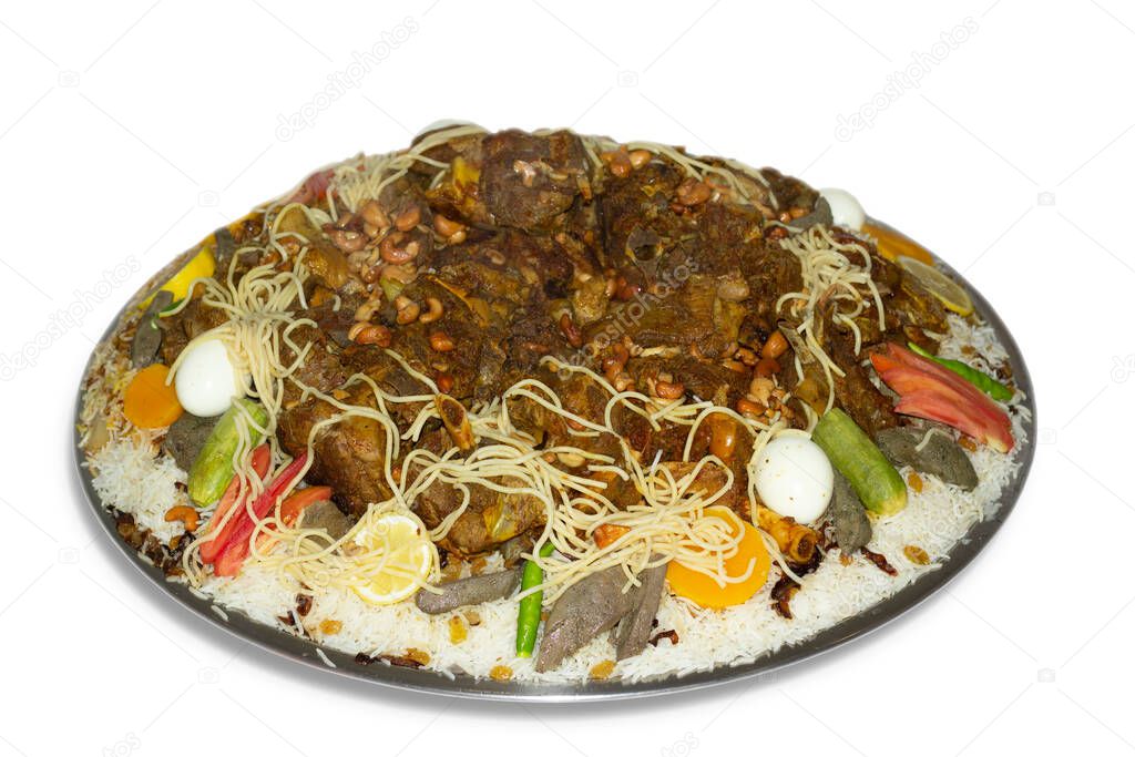 Mandi is a traditional dish from Yemen of meat, rice, and spices. It is now very popular in other areas of the Arabian Peninsula, and it is also common in Egypt and Levant, and Turkey.