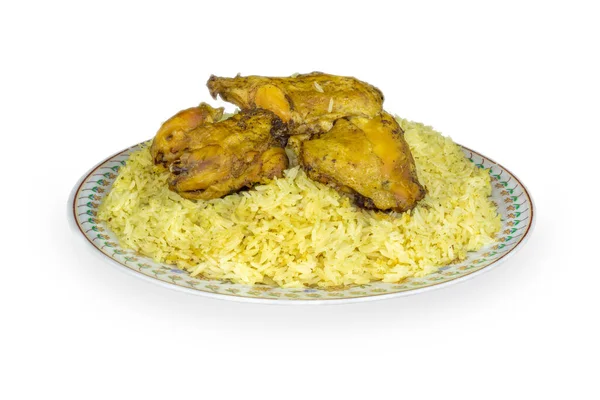 Pollo Kabsa Riso Biryani Arabo Fatto Casa — Foto Stock