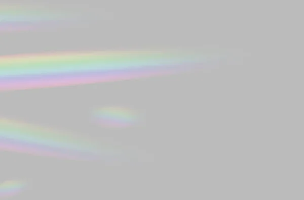 Abstract Blurred Rainbow Prism Light Overlay Grey Background Mockup Decorative — Stock Photo, Image