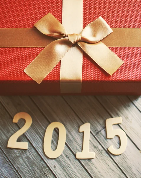 Felice anno nuovo 2015 con scatola regalo rossa — Foto Stock