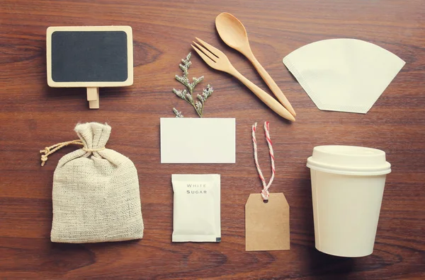 Kahve ve zanaat vintage mockup seti