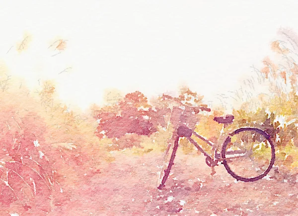 Bicycle in garden in pastel tones — Stock Photo, Image