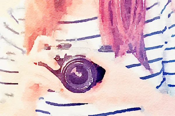 Fille tenant caméra de film — Photo