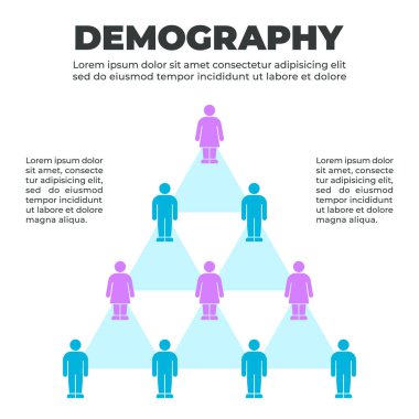 Erkek ve Kadın Simgeleri ile Renkli Demografik Piramit BilgisiName
