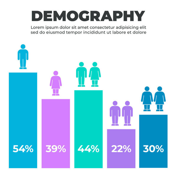 Инфографика с мужскими и женскими цифрами и процентными данными