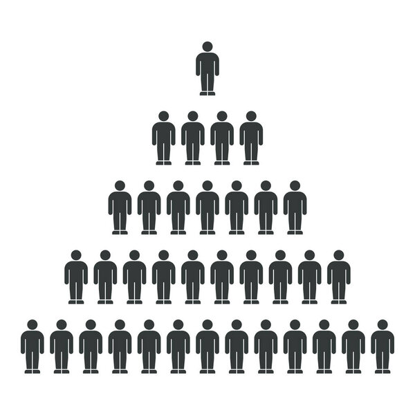 Инфографика иерархической пирамиды с человеческими иконами в уровнях