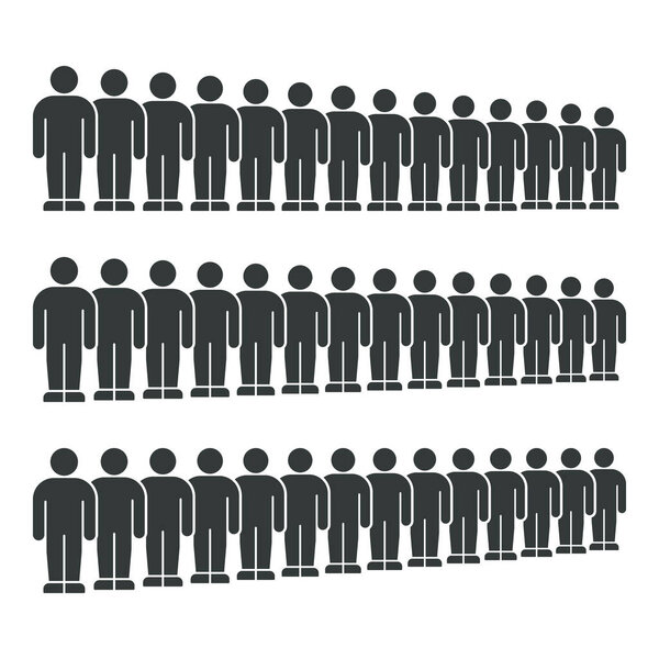 Инфографика населения с рядами упрощенных человеческих икон