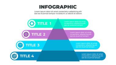 Dört Yatay Bölüm Vektörü İllüstrasyonlu Piramit Yapılandırılmış Bilgiler