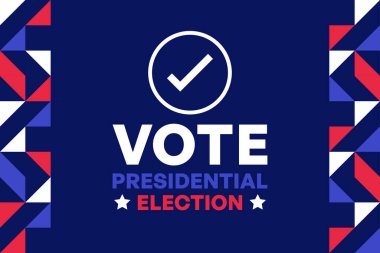 İşaretli ve Geometrik Kenarlık Vektörü İllüstrasyonlu Başkanlık Seçim Oy Posteri