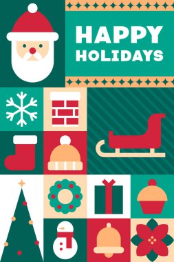 Geometrik Noel Simgeleri Mutlu Tatil Resimleri