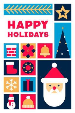 Neşeli Noel Simgeleriyle Mutlu Bayramlar Kolajı