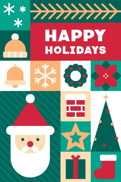 Mutlu Bayramlar Vektör İllüstrasyonlu Renkli Noel Simgeleri