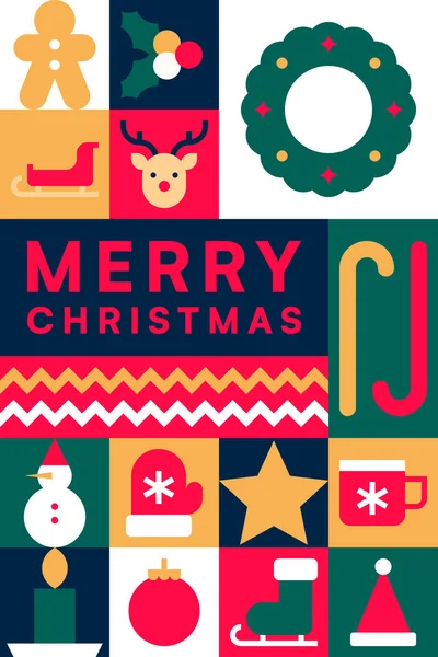 Noel Elementleri İllüstrasyonlu Mutlu Noeller Kartı