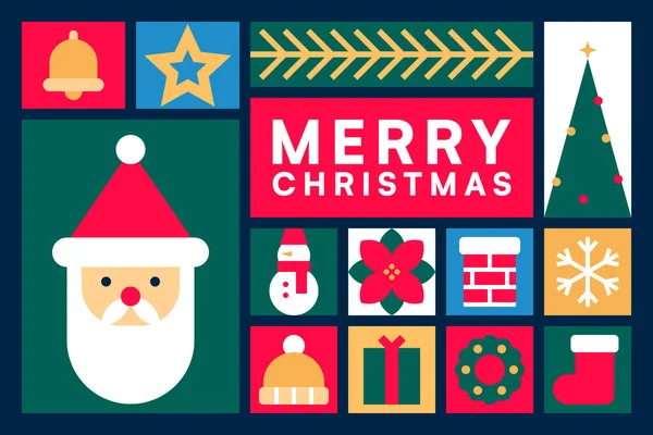 Noel Baba, Ağaç, Hediyeler ve Kutlama Sembolleri İllüzyonu ile Mutlu Noeller Simgesi