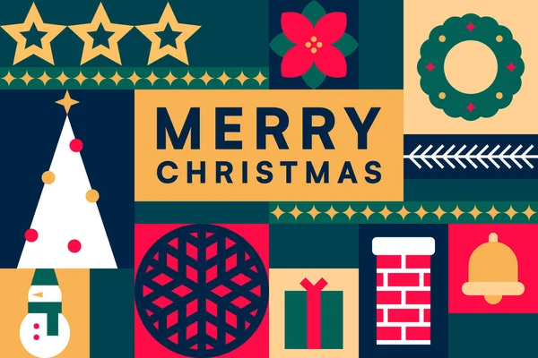 Kutlama Kış Sembolleri ve Tatil Elementleri İllüstrasyonlu Mutlu Noeller Simgesi Kolajı