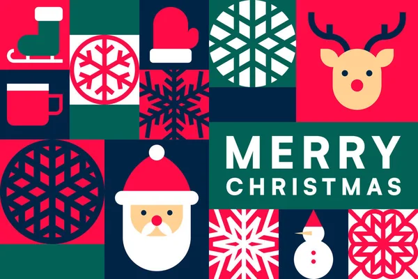 Kutlama Kış Sembolleri ve Tatil Elementleri İllüstrasyonlu Mutlu Noeller Simgesi Kolajı