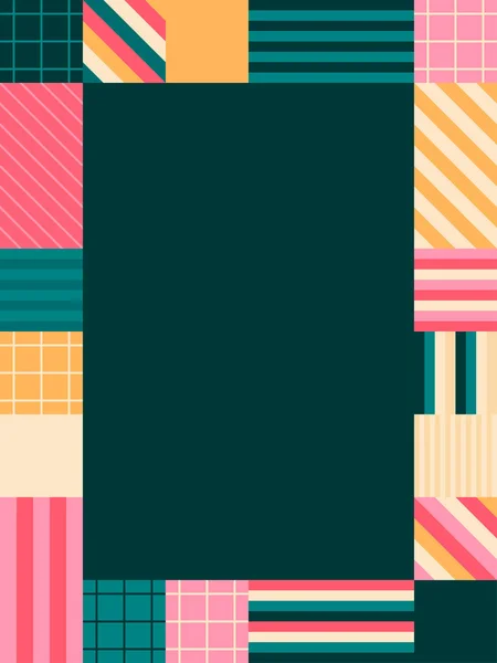 Kalın Desenli Renkli Retro Geometrik Çerçeve ve Metin veya Resim için Boş Merkez