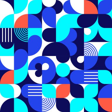 Modern Mavi ve Aqua Soyut Geometrik Desenli Dairesel ve Eğri Şekiller Vektör İllüstrasyonu