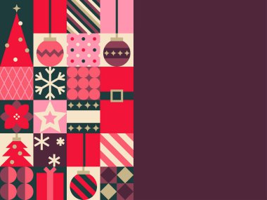 Burgundy Arkaplan Vektör İllüstrasyonlu Festivalsel Geometrik Noel Deseni