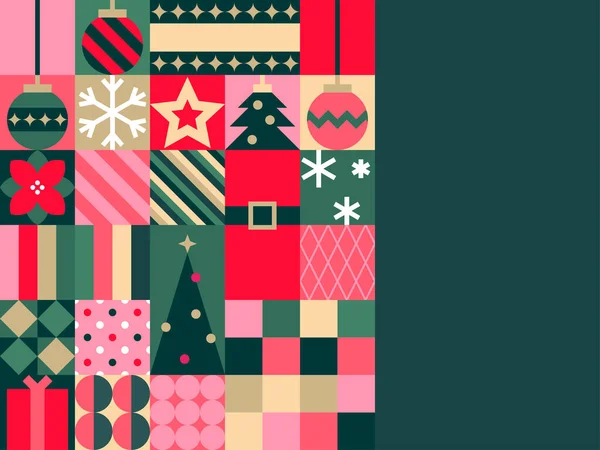 Kutlama Tatil Simgeleriyle Renkli Noel Şablonu ve Vektör Resimlerindeki Metin İçin Dikey Koyu Yeşil Arkaplan Alanı