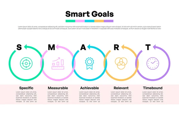 Etiketli Oklar ve Simge Vektörü İllüstrasyonu ile Akıllı Hedefler Yatay BilgisiName