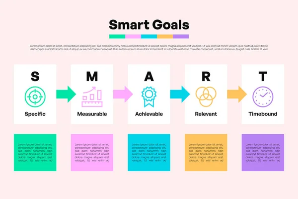 Etiketli Oklar ve Simge Vektörü İllüstrasyonu ile Akıllı Hedefler Yatay BilgisiName