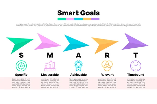 Etiketli Oklar ve Simge Vektörü İllüstrasyonu ile Akıllı Hedefler Yatay BilgisiName