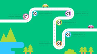 Yeşil Arkaplan ve Vurgulanmış Simge Vektör İllüstrasyonuna sahip Milestone Yol Haritası Bilgisi