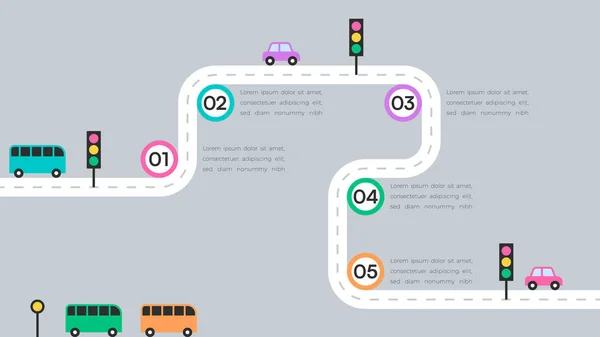 Otomobiller, Otobüsler ve Trafik Işıkları Çizimi ile Renkli Yol Haritası BilgisiName