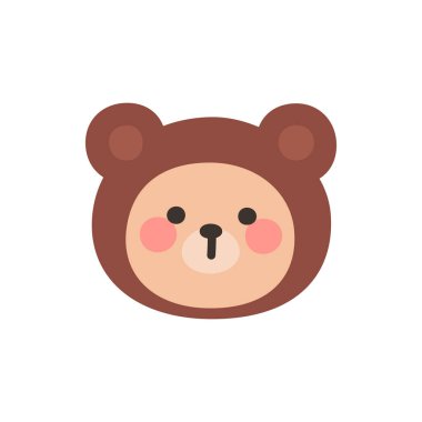 Korean Style Bear Cartoon with Brown Hood Bear Hat Vector Illustration