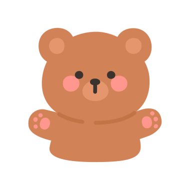 Korean Style Bear Emoji Open Arms Gesture Vector Illustration