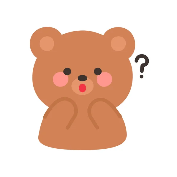 Korean Style Bear Emoji Curious Thinking Expression Vector Illustration