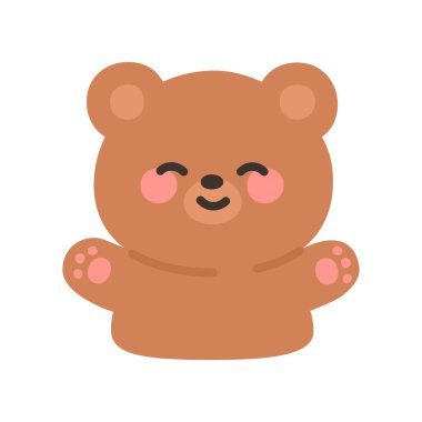 Korean Style Bear Emoji with Open Paws Friendly Gesture Vector Illustration