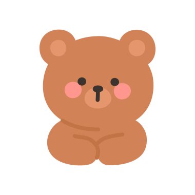 Korean Style Bear Emoji Neutral Face with Simple Expression Vector Illustration