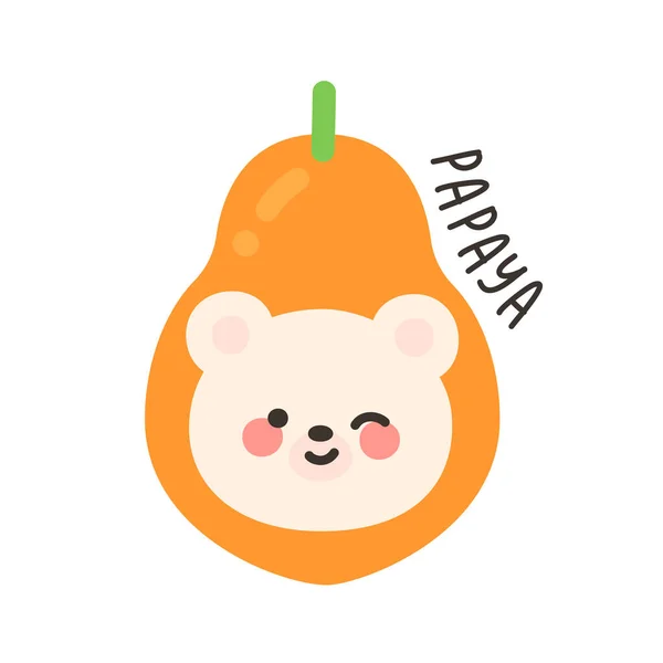 Korean Bear Head Sticker in Papaya Costume Vector Illustration