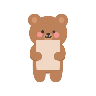 Ayakta Duran Koreli Ayı Dikey Boş İşaret Vektörü Resmini Tutuyor