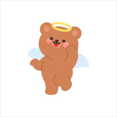 Komik Melek Ayı Aptal bir İfade Vektörü İllüstrasyonunda Dilini Söndürüyor