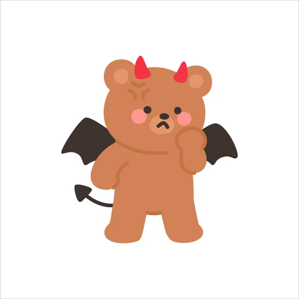 Angry Devil Bear Clenching One Fist with Frustrated Expression Vector